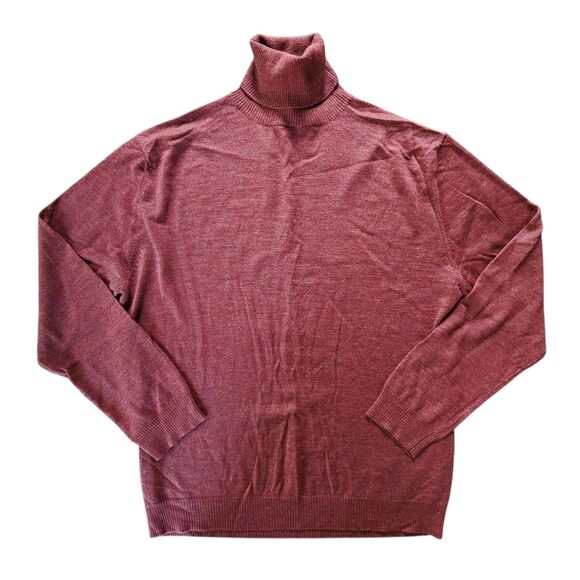 J Peterman Sweater Men's Large Cashmere Silk Wool Turtleneck Pale Red - Picture 1 of 6